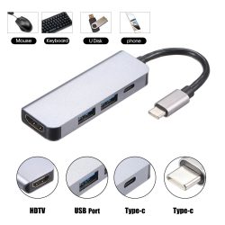 ארבעה באחד – חיבור Type-C  עם יציאות HDMI  שתי יציאות USB ויציאת Type-C